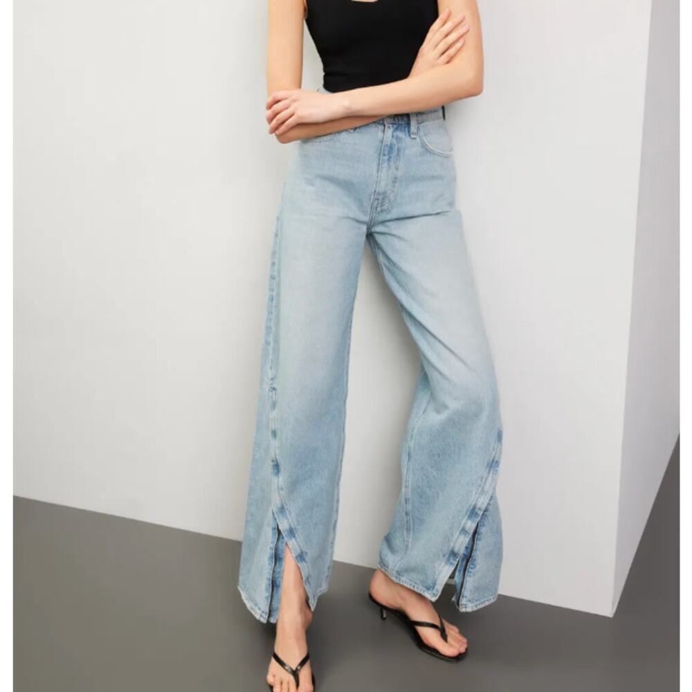 Hudson James MSI Wide Leg Jeans Denim SIZE 27 Light Wash Zipper High Rise $265 - Picture 5 of 12